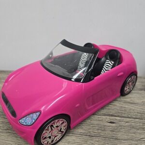 MATTEL Barbie 2009 Hot Pink Glam Convertible Car Vehicle w/ Zebra Print  Seats